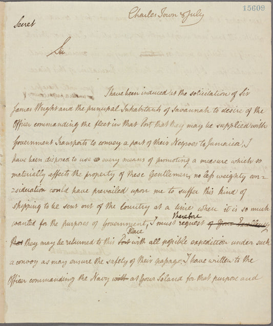 Letter to Gen. [Archibald] Campbell, Lieut. Governor of Jamaica