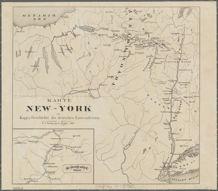 Karte von New York: zu Kapp's geschichte der deutschen einwanderung