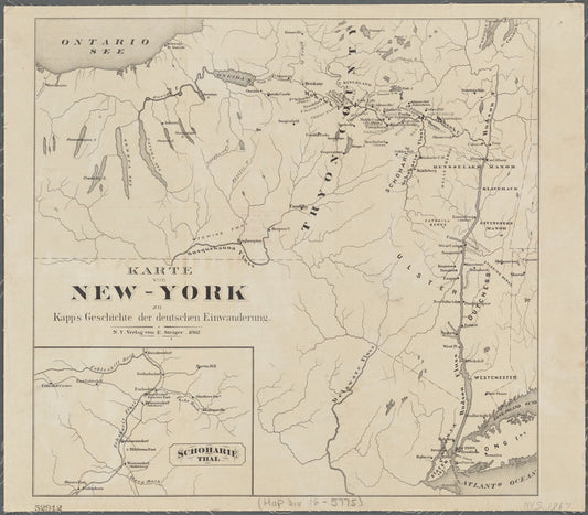 Karte von New York: zu Kapp's geschichte der deutschen einwanderung