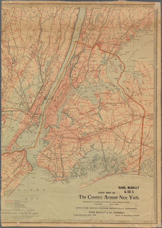Road Map of the country around New York . . . with the good roads specially marked.