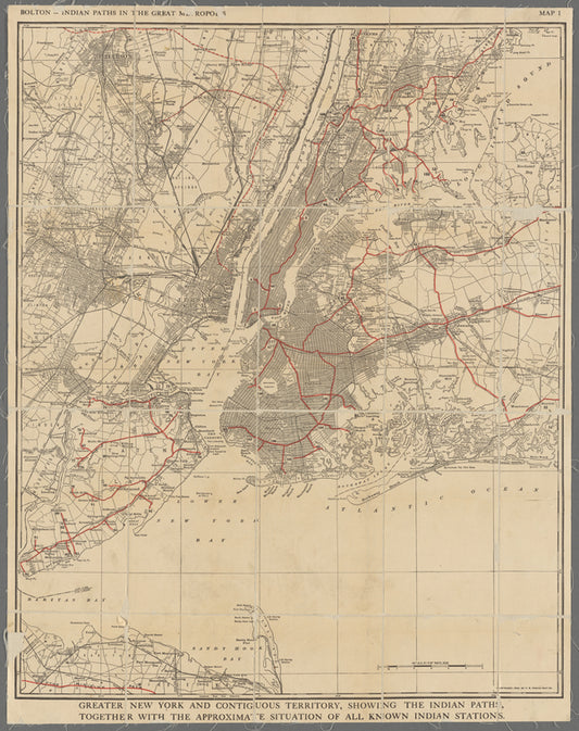 Greater New York and contigous territory, showing the Indian paths, together with the approximate situation of all known Indian stations