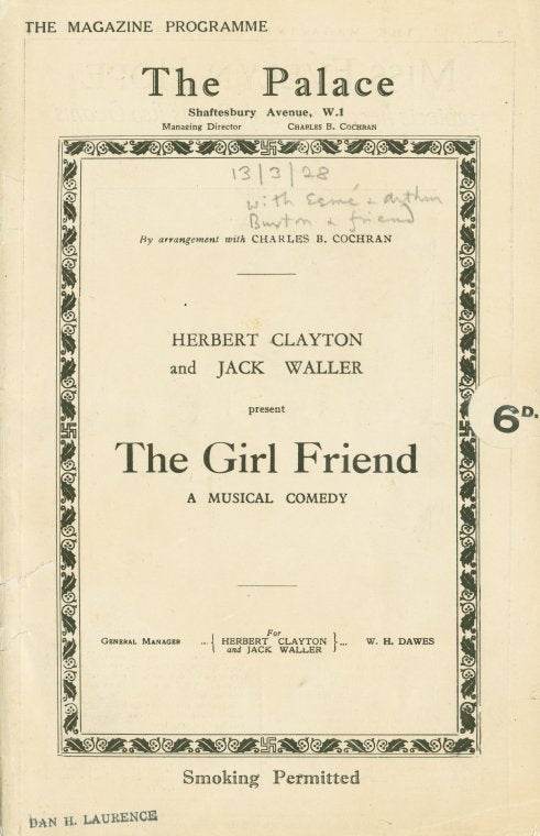 Herbert Clayton and Jack Waller present The Girl Friend, a new musical comedy