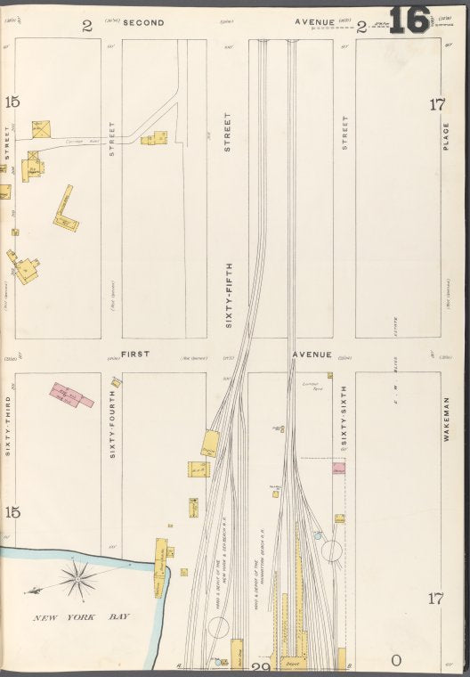 Brooklyn Vol. A Plate No. 16 [Map bounded by 63rd St., 64th St., 65th St., 66th St., Wakeman Place; Including New York Bay, 1st Ave., 2nd Ave.]