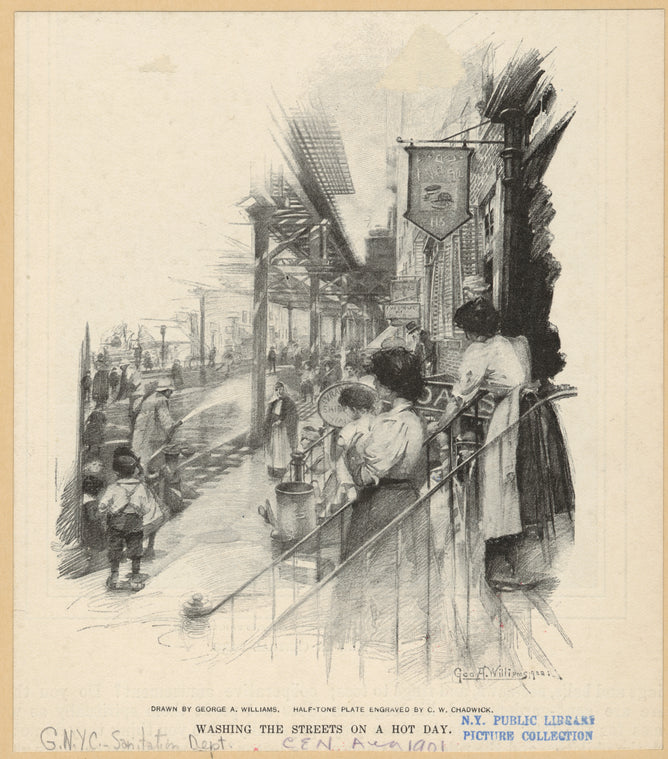 Washing the streets on a hot day