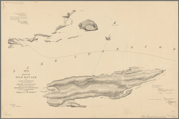 No. 3, map of Isle Royale in Lake Superior with the adjacent shores and islands surveyed by order of the honorable the Commissioners under the 6th and 7th articles of the Treaty of Ghent