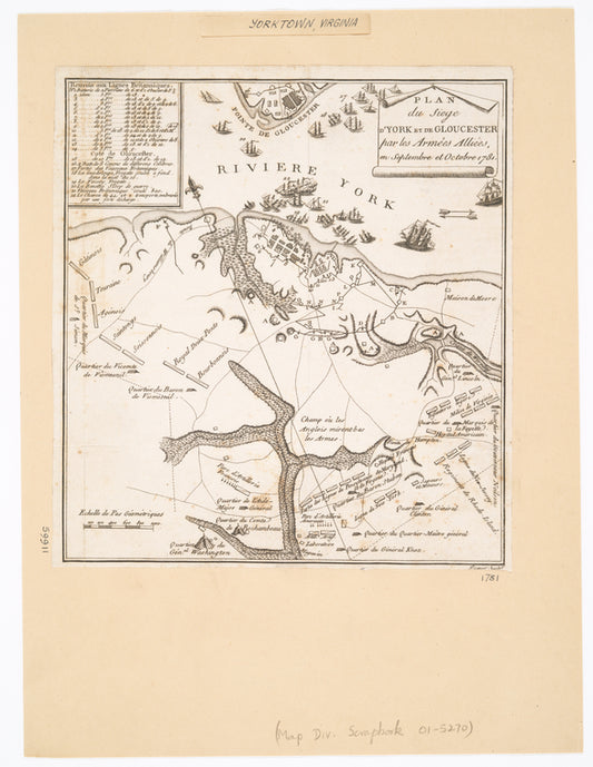 Plan du siege N'York et de Gloucester par les Armées Alliées, en Septembre et Octobre 1781