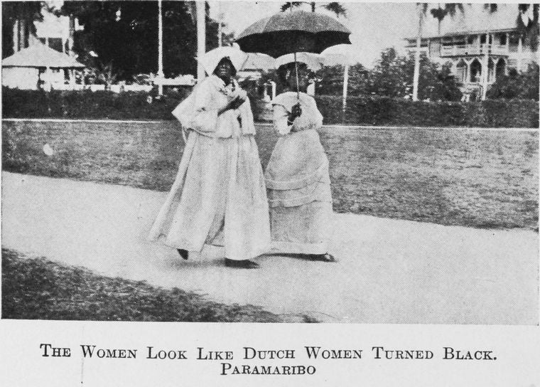 The women look like Dutch women turned Black, Paramaribo.
