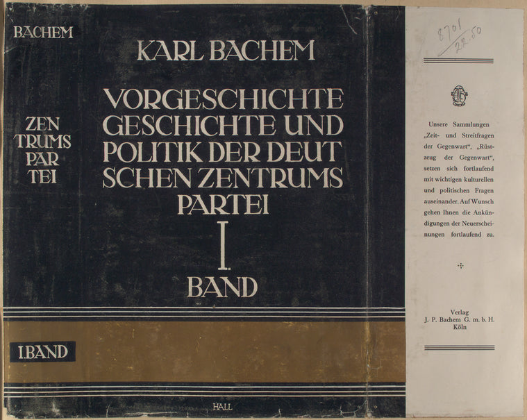 Vorgeschichte, Geschichte und Politik der Deutschen Zentrumspartei, v.1