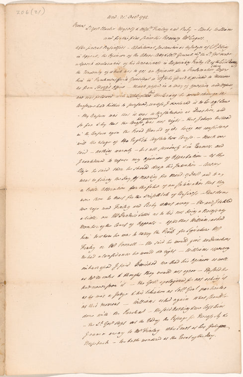 Notes on a meeting with Lieutenant Governor [Alured] Clarke and others