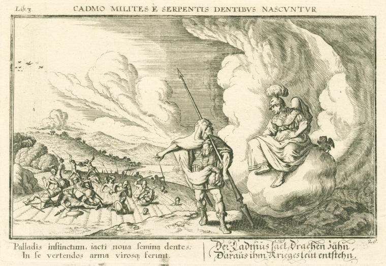 Cadmo milites è serpentis dentibus nascuntur