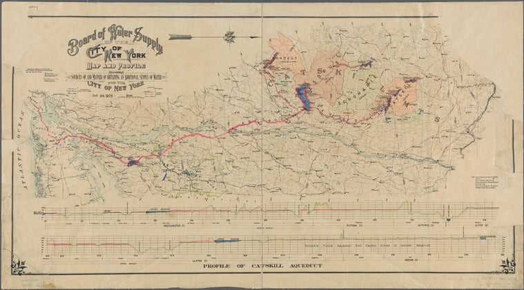 Map and profile showing sources of, and manner of obtaining, an additional supply of water for the city of New York, Oct. 9th, 1905