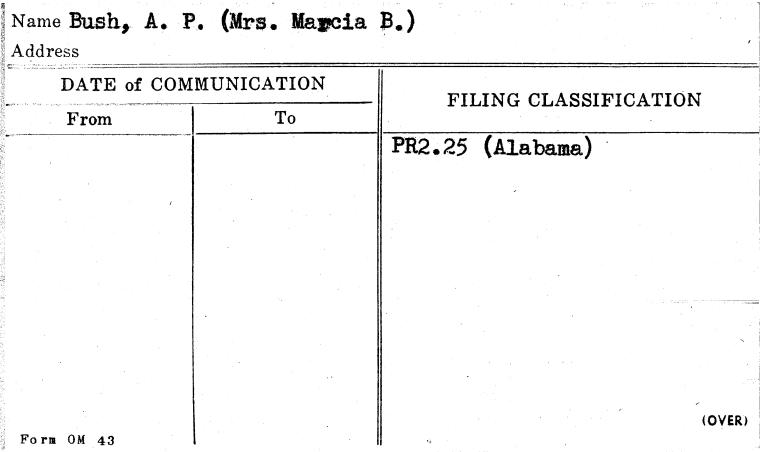 Bush, A.P. (Mrs. Marcia B.)