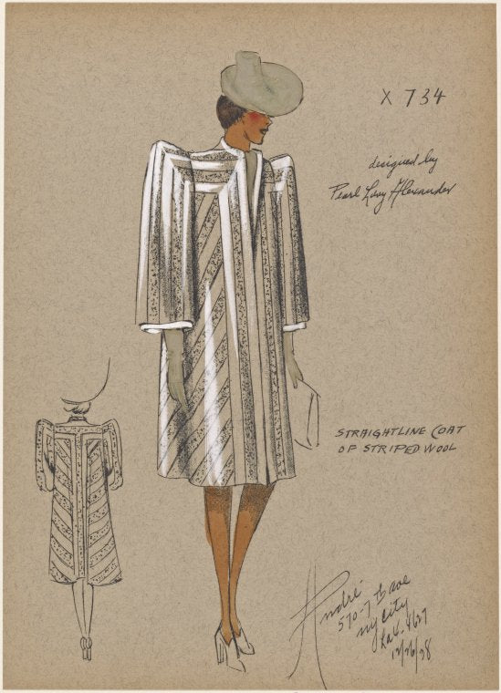 Straightline coat of striped wool.