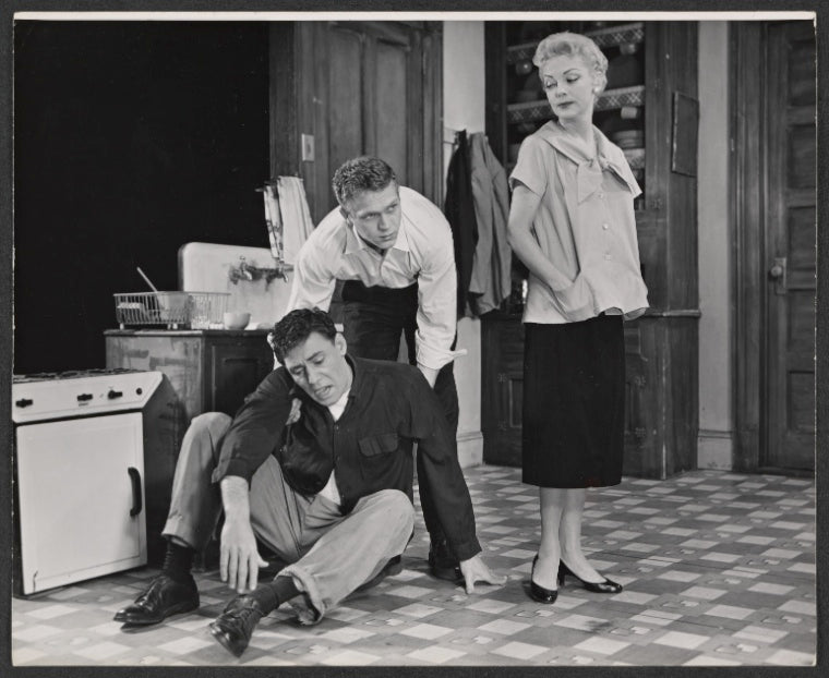 Harry Guardino, Steve McQueen and Vivian Blaine in the stage production A Hatful of Rain