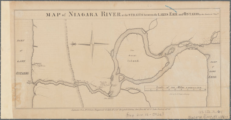 Map of Niagara River or the straits between the Lakes Erie and Ontario