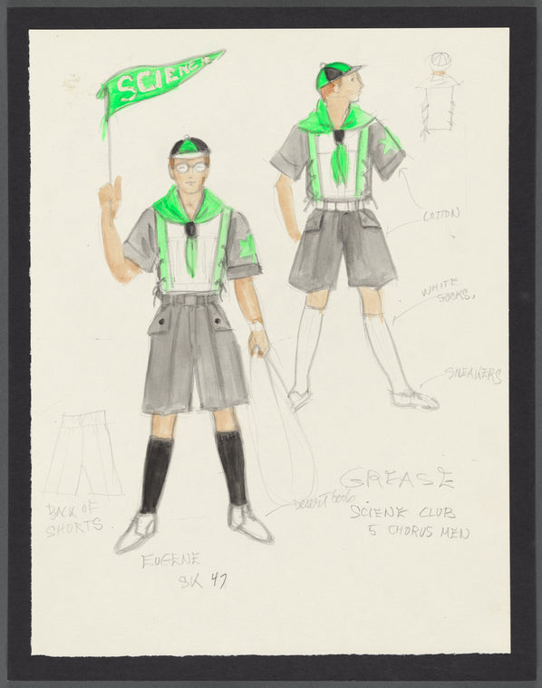 Grease: Costume sketch for Eugene / Science Club, 5 Chorus Men