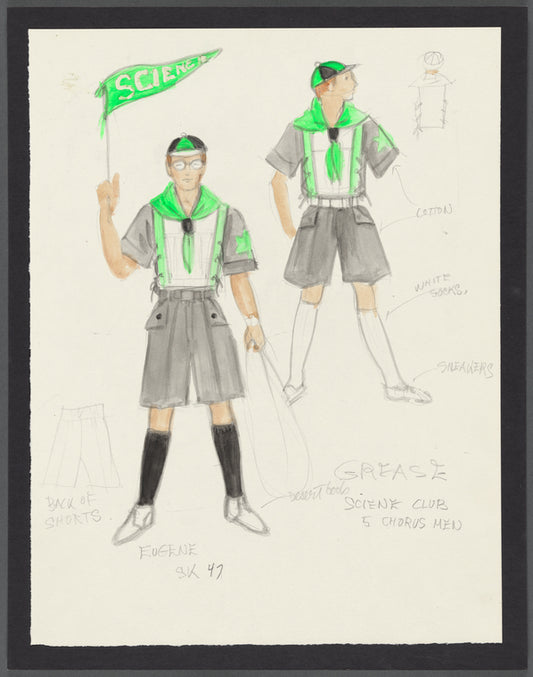 Grease: Costume sketch for Eugene / Science Club, 5 Chorus Men