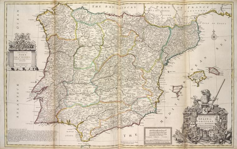 A new & exact map of  Spain and Portugal, divided into its kingdoms and principalities &c. ...