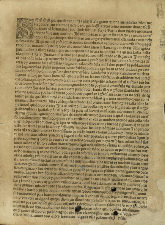 Letter of Columbus to Luis de Santangel, dated 15 February 1493