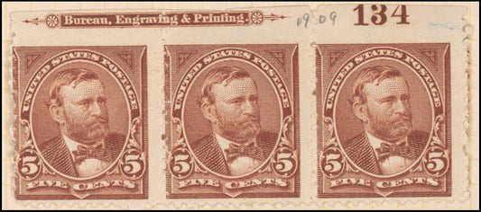 5c chocolate Grant strip of three