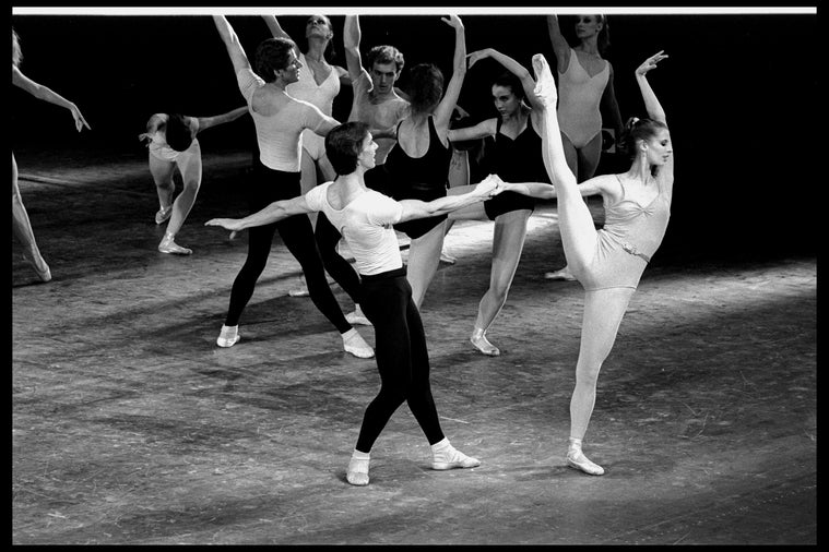 New York City Ballet production of "Symphony in Three Movements" with Wilhelmina Frankfurt and Christopher d'Amboise, choreography by George Balanchine (New York)