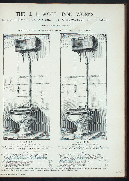 Mott's patent wash-down water closet, the 'Trent.' Plate 963-G ; Plate 964-G.