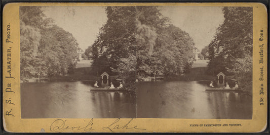 Devil's Lake. [Including view of young women in a rowboat.]