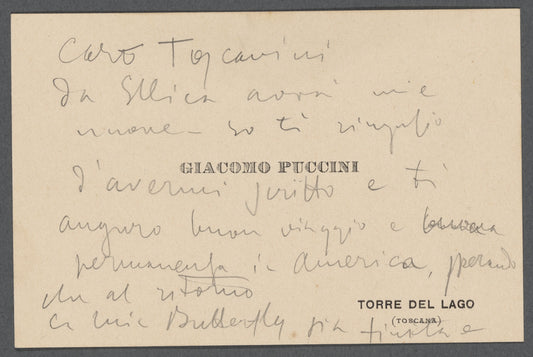 Letter from Giacomo Puccini to Arturo Toscanini, [1908]