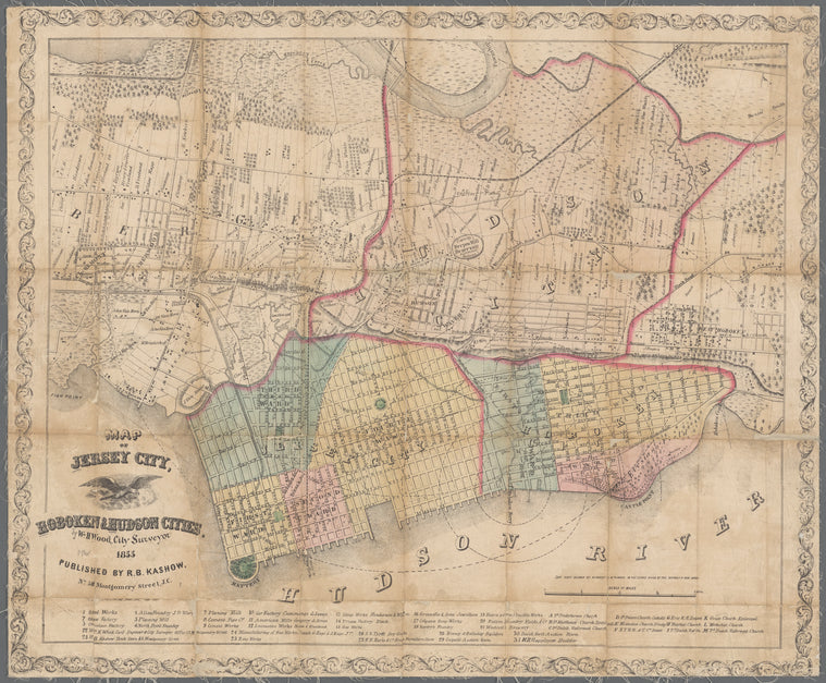 Map of Jersey City, Hoboken & Hudson cities