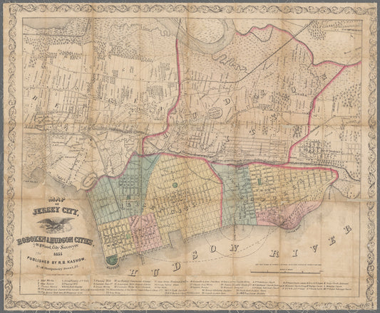 Map of Jersey City, Hoboken & Hudson cities