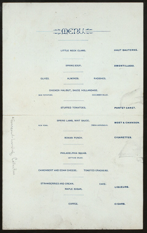 DINNER TO THE COMMANDER & OFFICERS OF ROYAL NETHERLAND'S VAN SPEYK [held by] THE HOLLAND SOCIETY OF NEW YORK [at] "FORT ORANGE CLUB, ALBANY, NY" (OTHER (CLUB);)