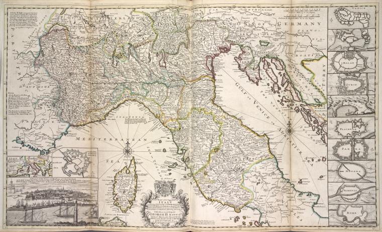 A new map of the upper part of Italy, containing ye principality of Piemont ye Dutchies of Savoy, Milan, Parma, Mantua, Modena, Tuscany, the dominions of ye Pope &c., the Republiques of Venice, Genoa, Lucca &c.