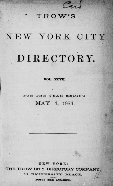 New York City directory: for the year ending May 1, 1884