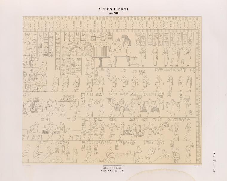 Altes Reich. Dynastie XII. Benihassan [Banî .Hasan Site]: Grab 2. Südseite A.