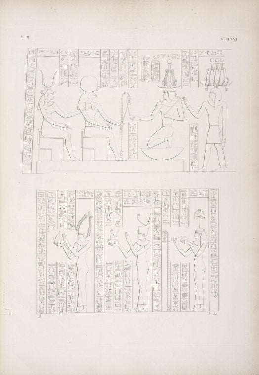Inaugurazione di Tolomeo-Alessandro [Ptolemy XI Alexander II] rappresentata nel tempio di Edfu [Idfû].