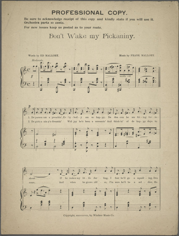 Don't wake my pickaniny