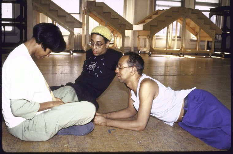 (L-R) Actors Tonya Pinkins & Gregory Hines w. director George C. Wolfe in a rehearsal shot fr. the Broadway musical "Jelly's Last Jam." (New York)