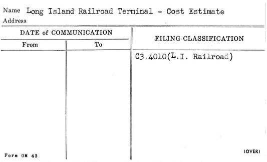 Long Island Railroad Terminal - Cost Estimate