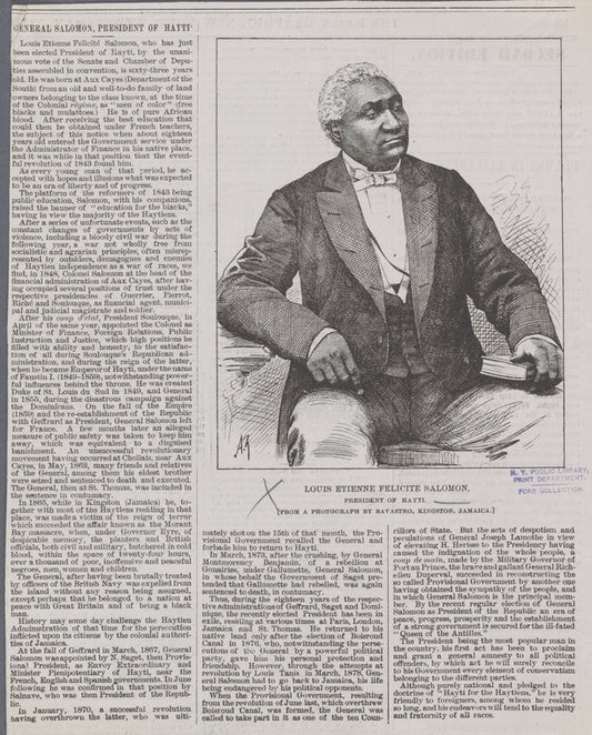 Louis Etienne Felicite Salomon. President of Hayti. (From a photograph by Bavastro, Kingston, Jamaica.)