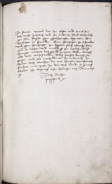 Close of text on tournaments, dated 1499 and signed Jorg Rugen