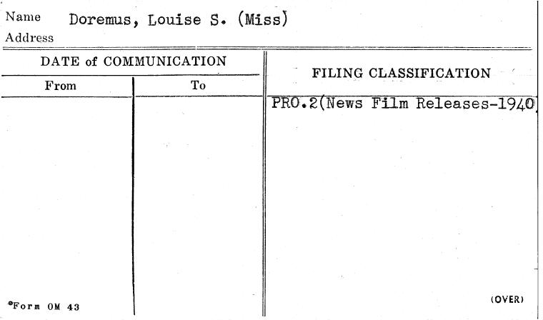 Doremus, Louise S. (Miss)