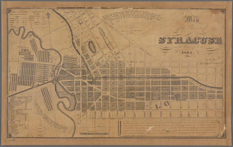 Map of the village of Syracuse and the village of Lodi, 1834