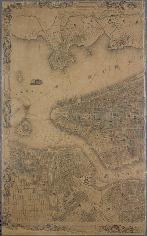 Topographical map of New York City, County and vicinity : showing old farm lines &c.