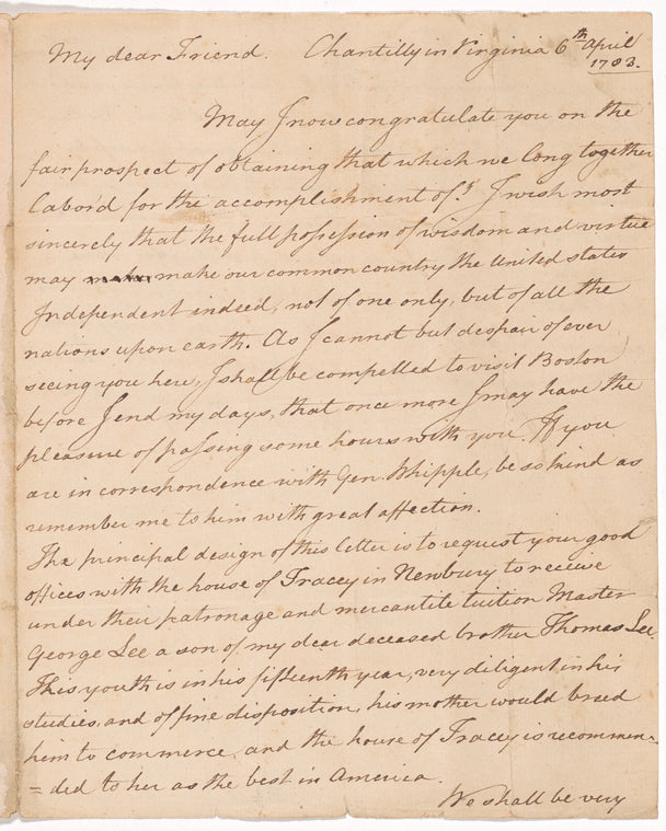 Letter from Richard Henry Lee