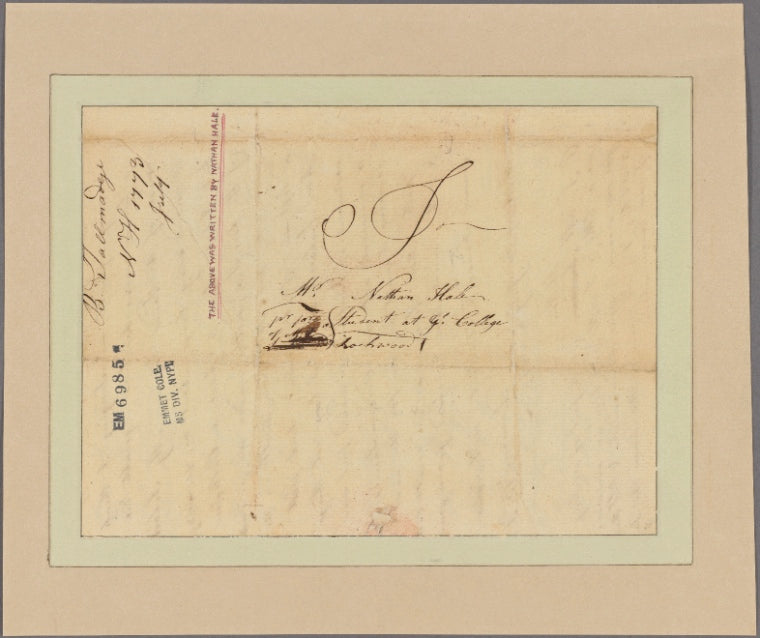 Letter to Nathan Hale, Yale College [New Haven]