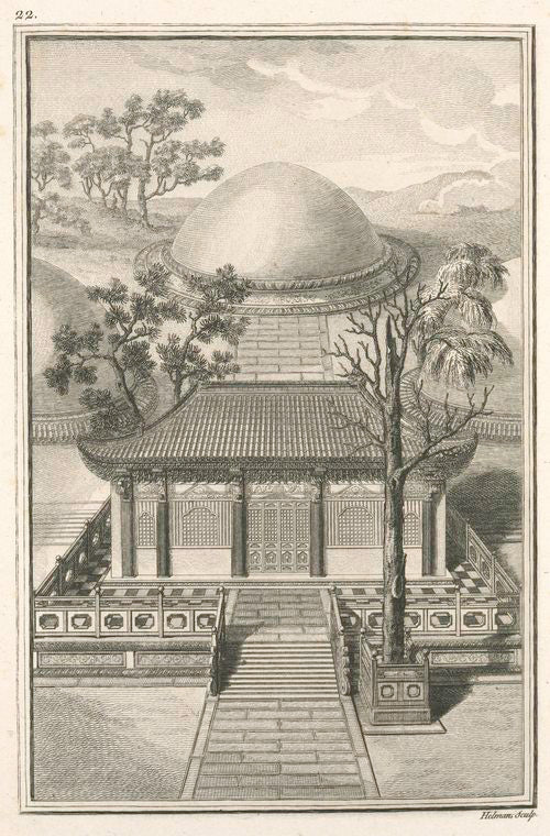 Le Sallon qu ón voit ici, représente un de ces Edifices nommés à la Chine Miao.