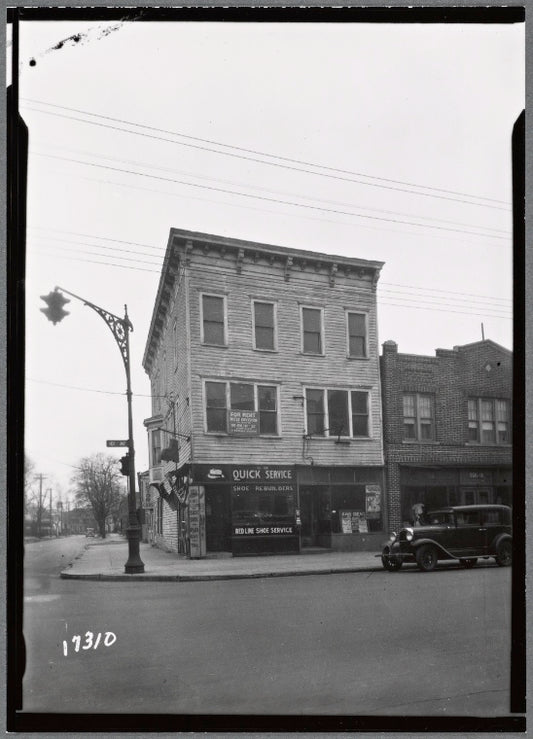 Buildings with storefronts; Red Line Shoe Service: 95-14 - 95-18 101st Av-95th St., Queens