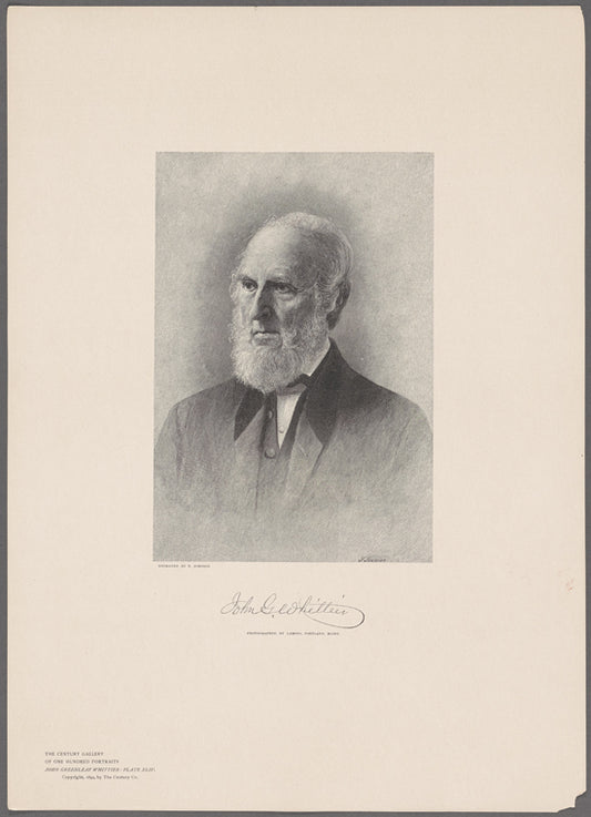 John G. Whittier [signature]. Photographed by Lamson, Portland, Maine