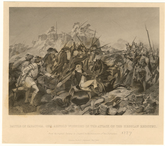 Battle of Saratoga : Gen. Arnold wounded in the attack on the Hessian Redoubt: Gen. Arnold wounded in the attack on the Hessian redoubt