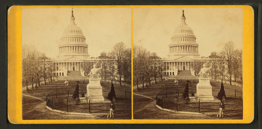 East front of U.S. Capitol & Statue of Washington.